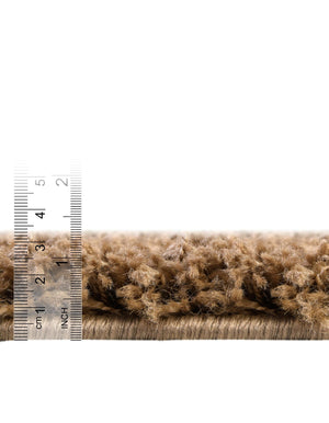 Sandy Brown 6' 1 x 6' 1 Solid Shag Round Rug