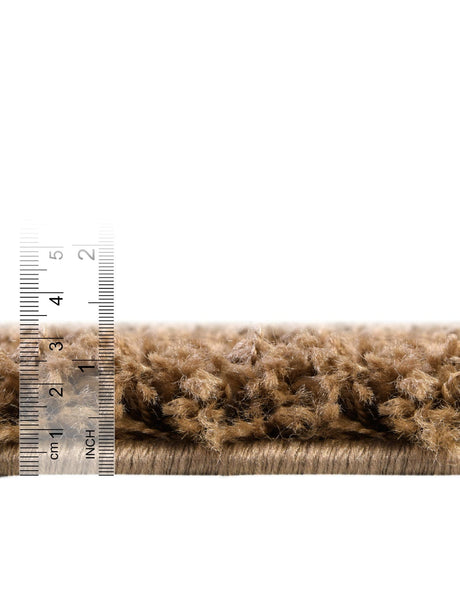 Sandy Brown 5' 3 x 5' 3 Solid Shag Round Area Rug Thick Soft Touch Fluffy & Plush Shaggy Pile