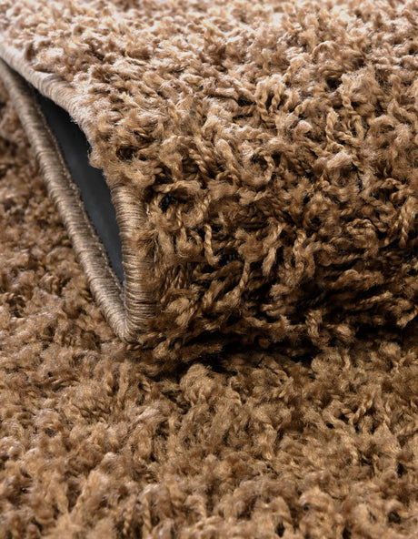 Sandy Brown 7' 10 x 7' 10 Solid Shag Round Area Rug Thick Soft Touch Fluffy & Plush Shaggy Pile Durable Minimalist Carpet for Classic Interior Design for Sale at Rug Engine