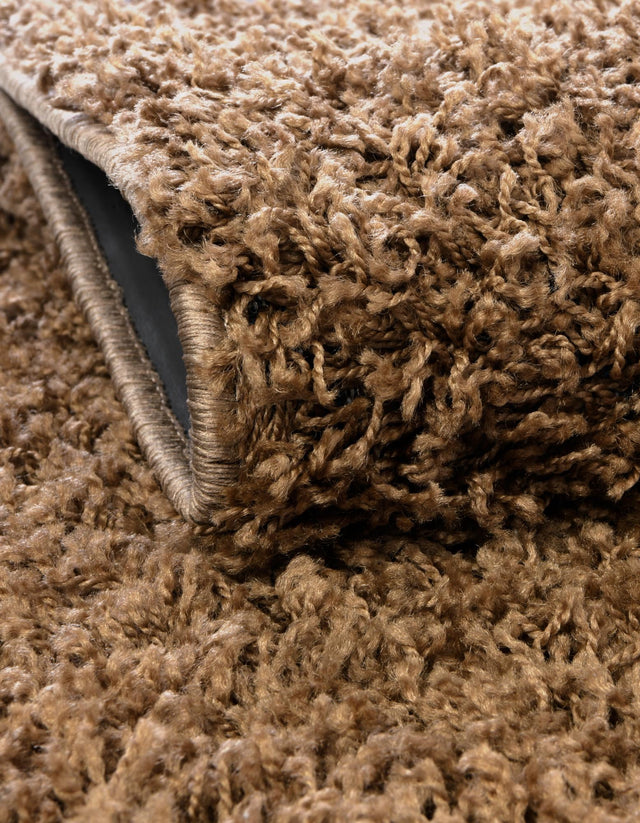 Sandy Brown 6' 1 x 6' 1 Solid Shag Round Rug