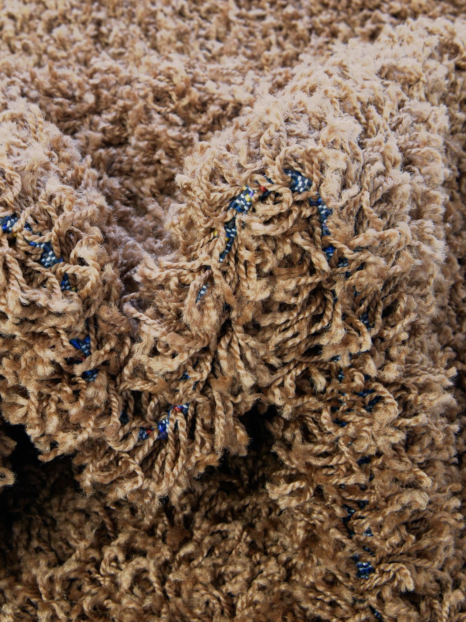 Sandy Brown 5' 3 x 5' 3 Solid Shag Round Area Rug Thick Soft Touch Fluffy & Plush Shaggy Pile