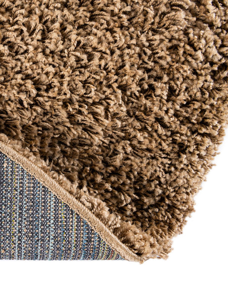 Sandy Brown 5' 3 x 5' 3 Solid Shag Round Area Rug Thick Soft Touch Fluffy & Plush Shaggy Pile