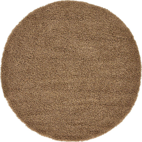 Sandy Brown 6' 1 x 6' 1 Solid Shag Round Rug