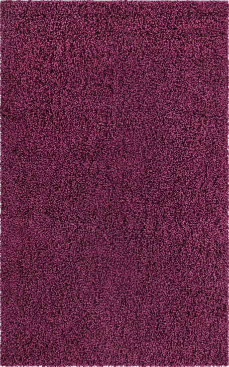 Eggplant Purple 3' 1 x 5' 3 Solid Shag Rectangle Area Rug Thick Soft Touch Fluffy & Plush Shaggy Pile