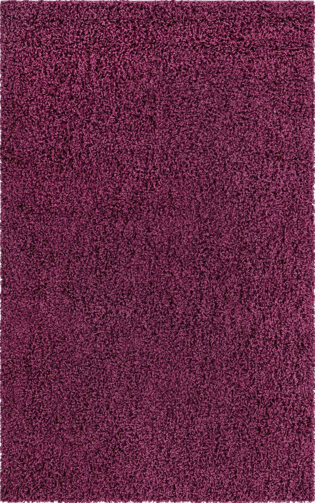 Eggplant Purple 3' 1 x 5' 3 Solid Shag Rectangle Area Rug Thick Soft Touch Fluffy & Plush Shaggy Pile