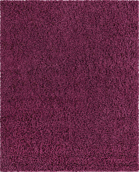 Eggplant Purple 7' 10 x 10' Solid Shag Rectangle Area Rug Thick Soft Touch Fluffy & Plush Shaggy Pile