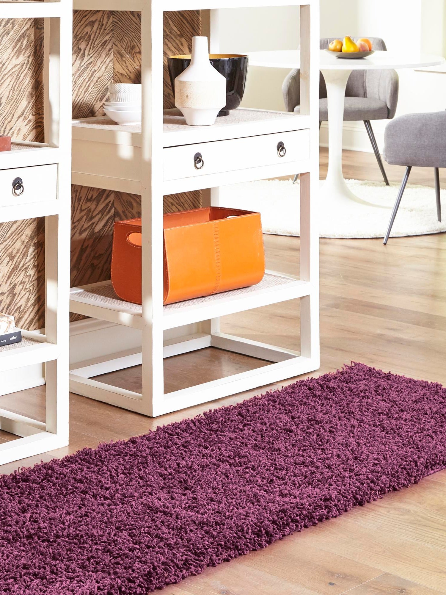 Eggplant Purple 2' 7 x 13' 1 Solid Shag Runner Area Rug Thick Soft Touch Fluffy & Plush Shaggy Pile Durable Minimalist Carpet for Classic Interior Design for Sale at Rug Engine