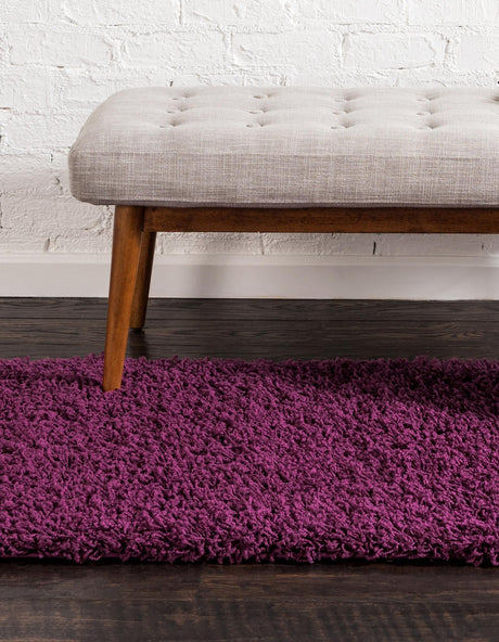 Eggplant Purple 2' x 6' 5 Solid Shag Runner Area Rug Thick Soft Touch Fluffy & Plush Shaggy Pile