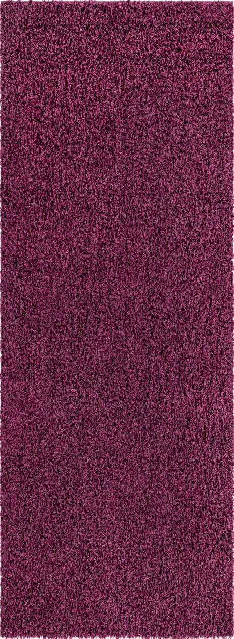 Eggplant Purple 2' x 6' 5 Solid Shag Runner Area Rug Thick Soft Touch Fluffy & Plush Shaggy Pile
