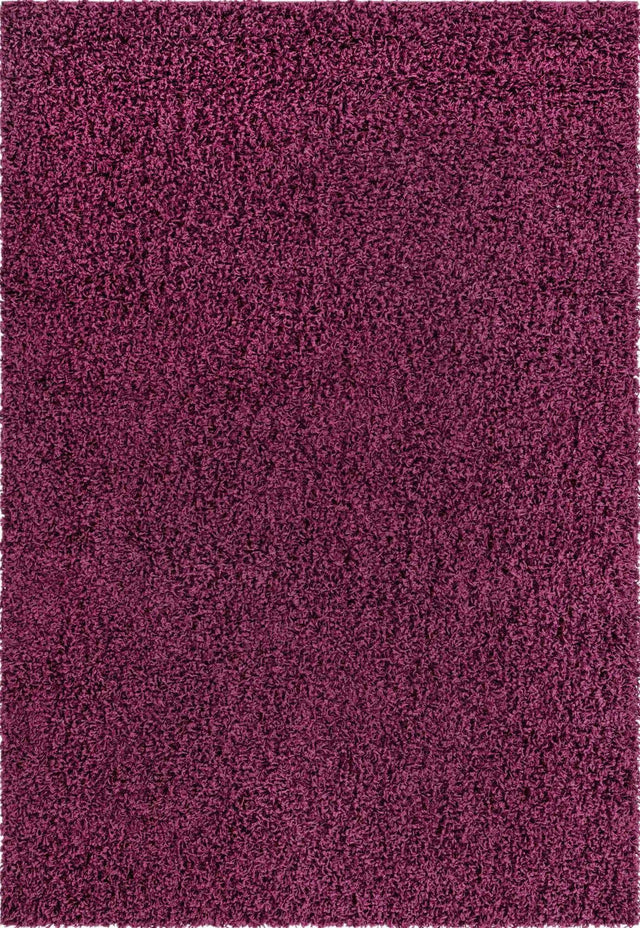 Eggplant Purple 4' 1 x 6' 1 Solid Shag Rectangle Area Rug Thick Soft Touch Fluffy & Plush Shaggy Pile