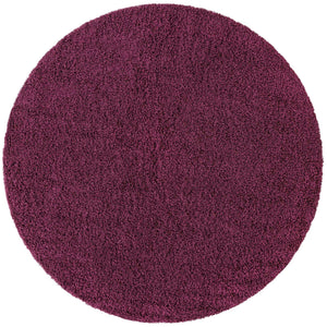 Eggplant Purple 6' 1 x 6' 1 Solid Shag Round Area Rug Thick Soft Touch Fluffy & Plush Shaggy Pile