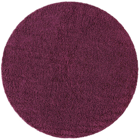 Eggplant Purple 6' 1 x 6' 1 Solid Shag Round Area Rug Thick Soft Touch Fluffy & Plush Shaggy Pile