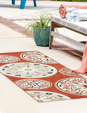 Terracotta 2' x 6' 1 Outdoor Modern Runner Area Rug Weather Resistant for Patio, Deck, Terrace, Balcony, Porch 100% Polypropylene Modern Outside Carpet for Sale at Rug Engine