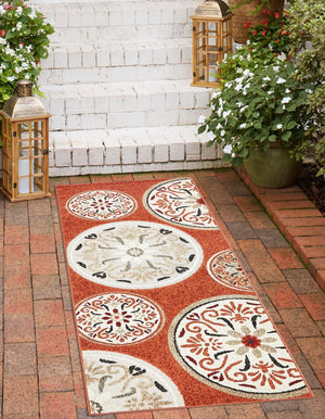 Terracotta 2' x 6' 1 Outdoor Modern Runner Area Rug Weather Resistant for Patio, Deck, Terrace, Balcony, Porch 100% Polypropylene Modern Outside Carpet for Sale at Rug Engine