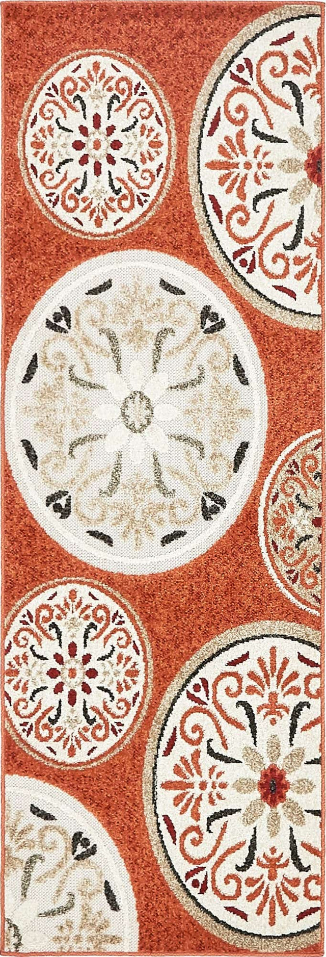 Terracotta 2' x 6' 1 Outdoor Modern Runner Area Rug Weather Resistant for Patio, Deck, Terrace, Balcony, Porch 100% Polypropylene Modern Outside Carpet for Sale at Rug Engine