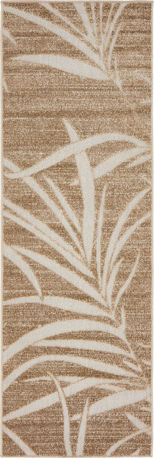 Beige 2' x 6' Outdoor Botanical Runner Area Rug Weather Resistant for Patio, Deck, Terrace, Balcony, Porch Polypropylene Garden Floral Tropical Carpet for Sale at Rug Engine