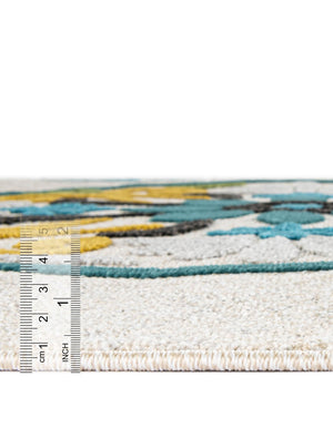 Cream 2' x 6' 1 Outdoor Modern Runner Area Rug Weather Resistant for Patio, Deck, Terrace, Balcony, Porch 100% Polypropylene Modern Outside Carpet for Sale at Rug Engine