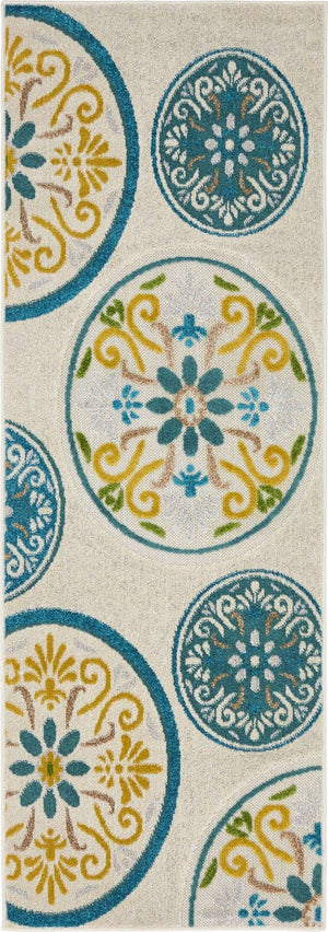 Cream 2' x 6' 1 Outdoor Modern Runner Area Rug Weather Resistant for Patio, Deck, Terrace, Balcony, Porch 100% Polypropylene Modern Outside Carpet for Sale at Rug Engine