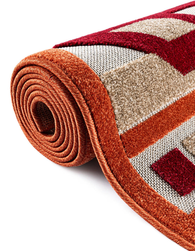 Burgundy 2' x 6' Outdoor Modern Runner Area Rug Weather Resistant for Patio, Deck, Terrace, Balcony, Porch 100% Polypropylene Modern Outside Carpet for Sale at Rug Engine