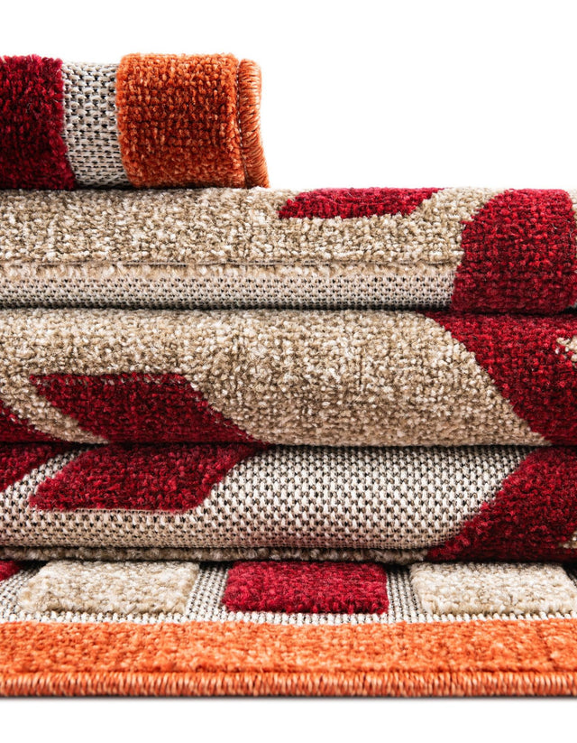 Burgundy 2' x 6' Outdoor Modern Runner Area Rug Weather Resistant for Patio, Deck, Terrace, Balcony, Porch 100% Polypropylene Modern Outside Carpet for Sale at Rug Engine