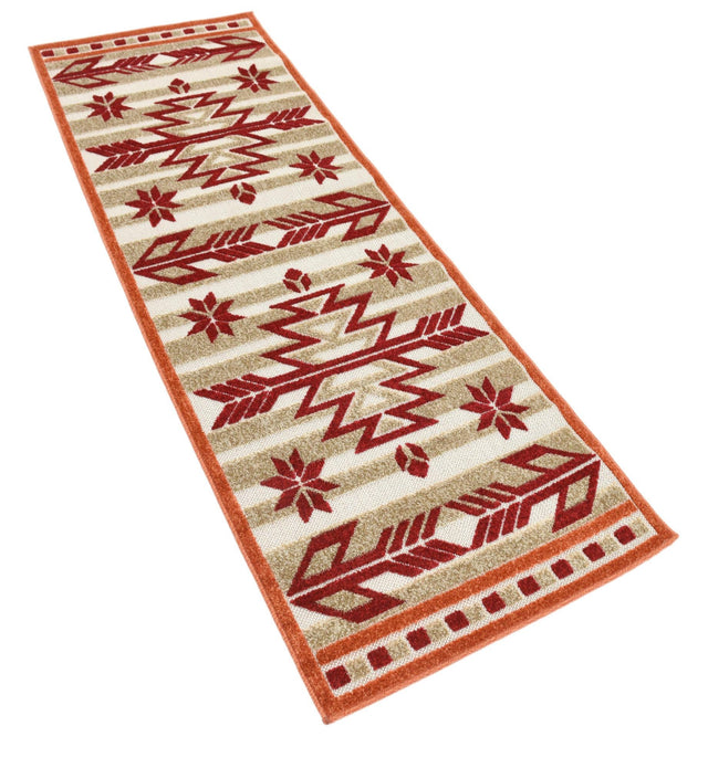 Burgundy 2' x 6' Outdoor Modern Runner Area Rug Weather Resistant for Patio, Deck, Terrace, Balcony, Porch 100% Polypropylene Modern Outside Carpet for Sale at Rug Engine