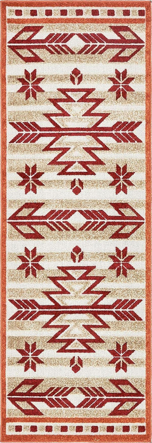 Burgundy 2' x 6' Outdoor Modern Runner Area Rug Weather Resistant for Patio, Deck, Terrace, Balcony, Porch 100% Polypropylene Modern Outside Carpet for Sale at Rug Engine