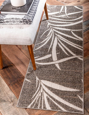 Brown 2' x 6' 1 Outdoor Botanical Runner Rug