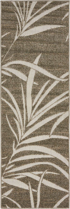 Brown 2' x 6' 1 Outdoor Botanical Runner Rug