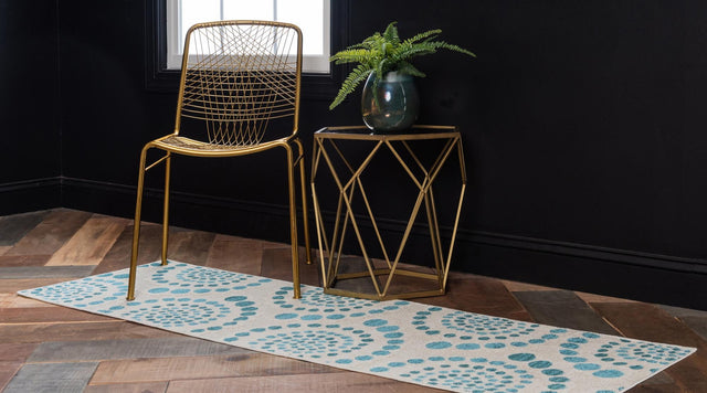 Cream 2' x 6' 1 Outdoor Modern Runner Area Rug Weather Resistant for Patio, Deck, Terrace, Balcony, Porch 100% Polypropylene Modern Outside Carpet for Sale at Rug Engine