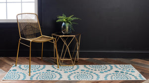 Cream 2' x 6' 1 Outdoor Modern Runner Area Rug Weather Resistant for Patio, Deck, Terrace, Balcony, Porch 100% Polypropylene Modern Outside Carpet for Sale at Rug Engine