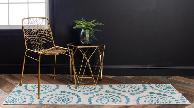 Cream 2' x 6' 1 Outdoor Modern Runner Area Rug Weather Resistant for Patio, Deck, Terrace, Balcony, Porch 100% Polypropylene Modern Outside Carpet for Sale at Rug Engine