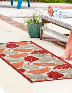 Terracotta 2' x 6' 1 Outdoor Botanical Runner Area Rug Weather Resistant for Patio, Deck, Terrace, Balcony, Porch Polypropylene Garden Floral Tropical Carpet for Sale at Rug Engine