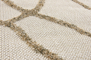 Cream 2' x 6' 1 Outdoor Modern Runner Area Rug Weather Resistant for Patio, Deck, Terrace, Balcony, Porch 100% Polypropylene Modern Outside Carpet for Sale at Rug Engine