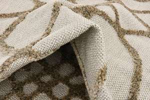 Cream 2' x 6' 1 Outdoor Modern Runner Area Rug Weather Resistant for Patio, Deck, Terrace, Balcony, Porch 100% Polypropylene Modern Outside Carpet for Sale at Rug Engine