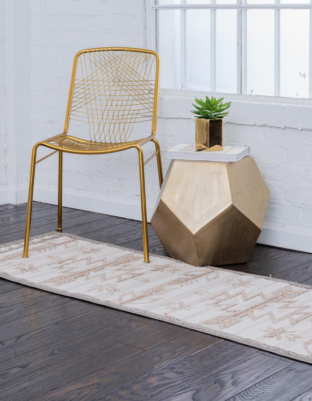 Beige 3' x 10' Outdoor Modern Runner Rug