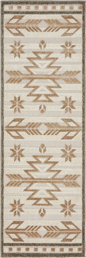 Beige 2' x 6' Outdoor Modern Runner Area Rug Weather Resistant for Patio, Deck, Terrace, Balcony, Porch 100% Polypropylene Modern Outside Carpet for Sale at Rug Engine