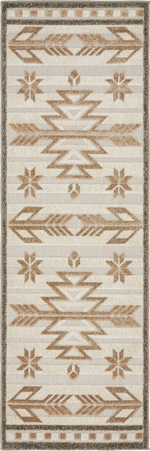 Beige 2' x 6' Outdoor Modern Runner Area Rug Weather Resistant for Patio, Deck, Terrace, Balcony, Porch 100% Polypropylene Modern Outside Carpet for Sale at Rug Engine