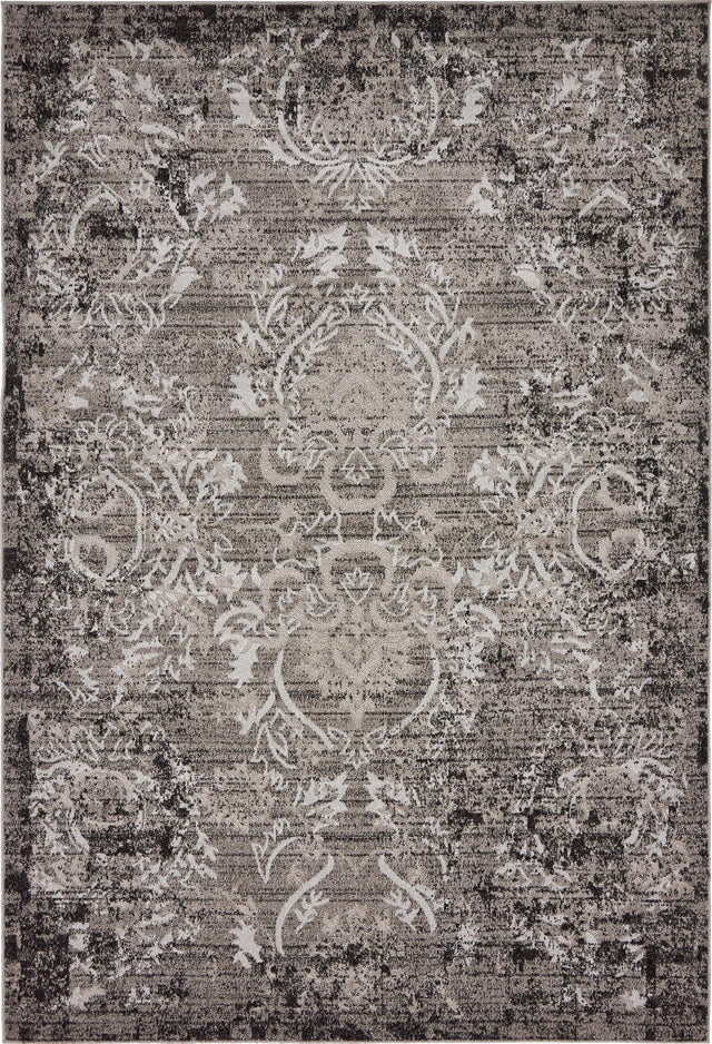 Light Gray 6' 1 x 9' Outdoor Botanical Rectangle Area Rug Weather Resistant for Patio, Deck, Terrace, Balcony, Porch Polypropylene Garden Floral Tropical Carpet for Sale at Rug Engine