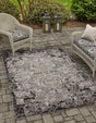 Light Gray 4' 1 x 6' 1 Outdoor Botanical Rectangle Area Rug Weather Resistant for Patio, Deck, Terrace, Balcony, Porch Polypropylene Garden Floral Tropical Carpet for Sale at Rug Engine