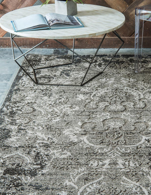 Light Gray 7' x 10' Outdoor Botanical Rectangle Area Rug Weather Resistant for Patio, Deck, Terrace, Balcony, Porch Polypropylene Garden Floral Tropical Carpet for Sale at Rug Engine