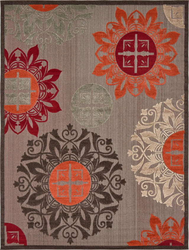 Brown 9' x 12' 2 Outdoor Modern Rectangle Area Rug Weather Resistant for Patio, Deck, Terrace, Balcony, Porch 100% Polypropylene Modern Outside Carpet for Sale at Rug Engine