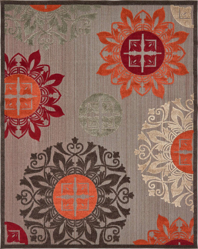 Brown 8' x 10' Outdoor Modern Rectangle Area Rug Weather Resistant for Patio, Deck, Terrace, Balcony, Porch 100% Polypropylene Modern Outside Carpet for Sale at Rug Engine