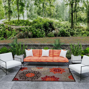 Brown 9' x 12' 2 Outdoor Modern Rectangle Area Rug Weather Resistant for Patio, Deck, Terrace, Balcony, Porch 100% Polypropylene Modern Outside Carpet for Sale at Rug Engine