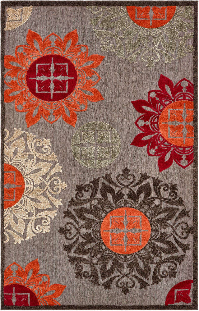 Brown 5' 1 x 8' Outdoor Modern Rectangle Area Rug Weather Resistant for Patio, Deck, Terrace, Balcony, Porch 100% Polypropylene Modern Outside Carpet for Sale at Rug Engine