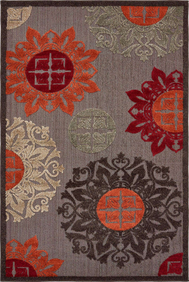 Brown 4' 1 x 6' 1 Outdoor Modern Rectangle Area Rug Weather Resistant for Patio, Deck, Terrace, Balcony, Porch 100% Polypropylene Modern Outside Carpet for Sale at Rug Engine