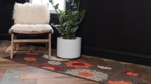 Brown 3' x 10' Outdoor Modern Runner Rug
