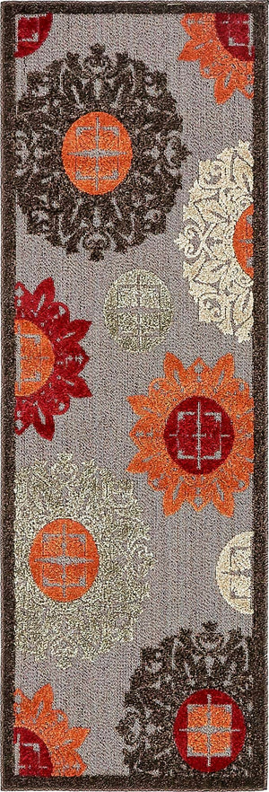 Brown 2' x 6' 1 Outdoor Modern Runner Area Rug Weather Resistant for Patio, Deck, Terrace, Balcony, Porch 100% Polypropylene Modern Outside Carpet for Sale at Rug Engine