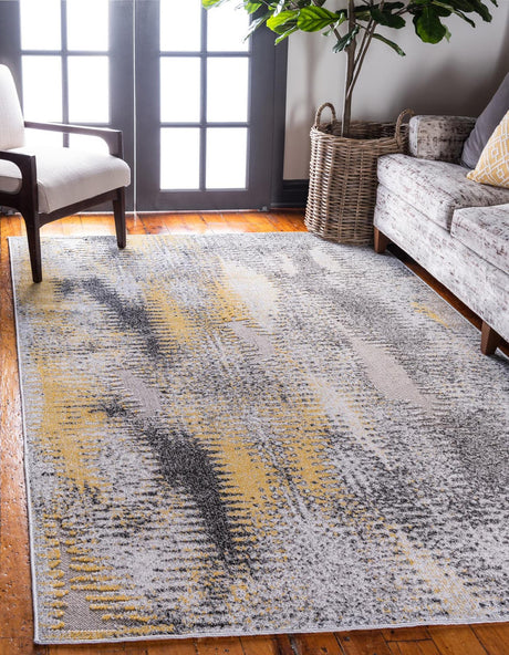 Ivory 8' x 10' Outdoor Modern Rectangle Area Rug Weather Resistant for Patio, Deck, Terrace, Balcony, Porch