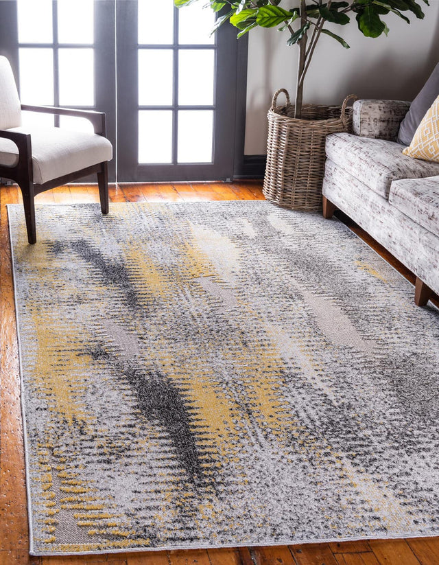 Ivory 8' x 10' Outdoor Modern Rectangle Area Rug Weather Resistant for Patio, Deck, Terrace, Balcony, Porch