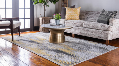 Ivory 8' x 10' Outdoor Modern Rectangle Area Rug Weather Resistant for Patio, Deck, Terrace, Balcony, Porch